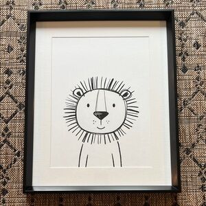 Black and White Lion Art Print